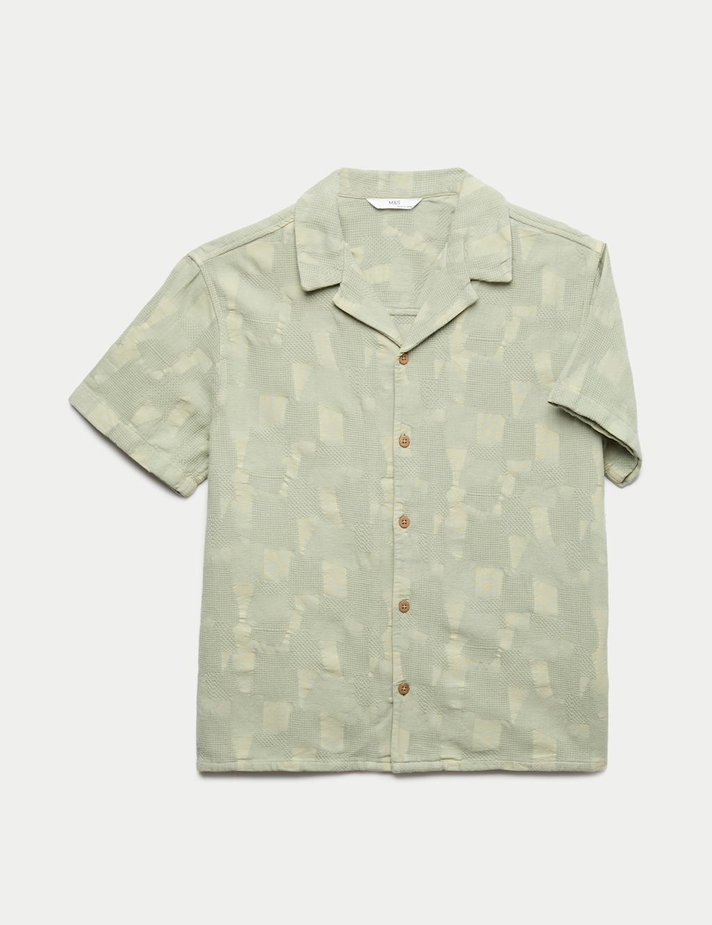 M&S Pure Cotton Textured Shirt (6-16 Yrs) - 10-11 Years - Khaki, Khaki