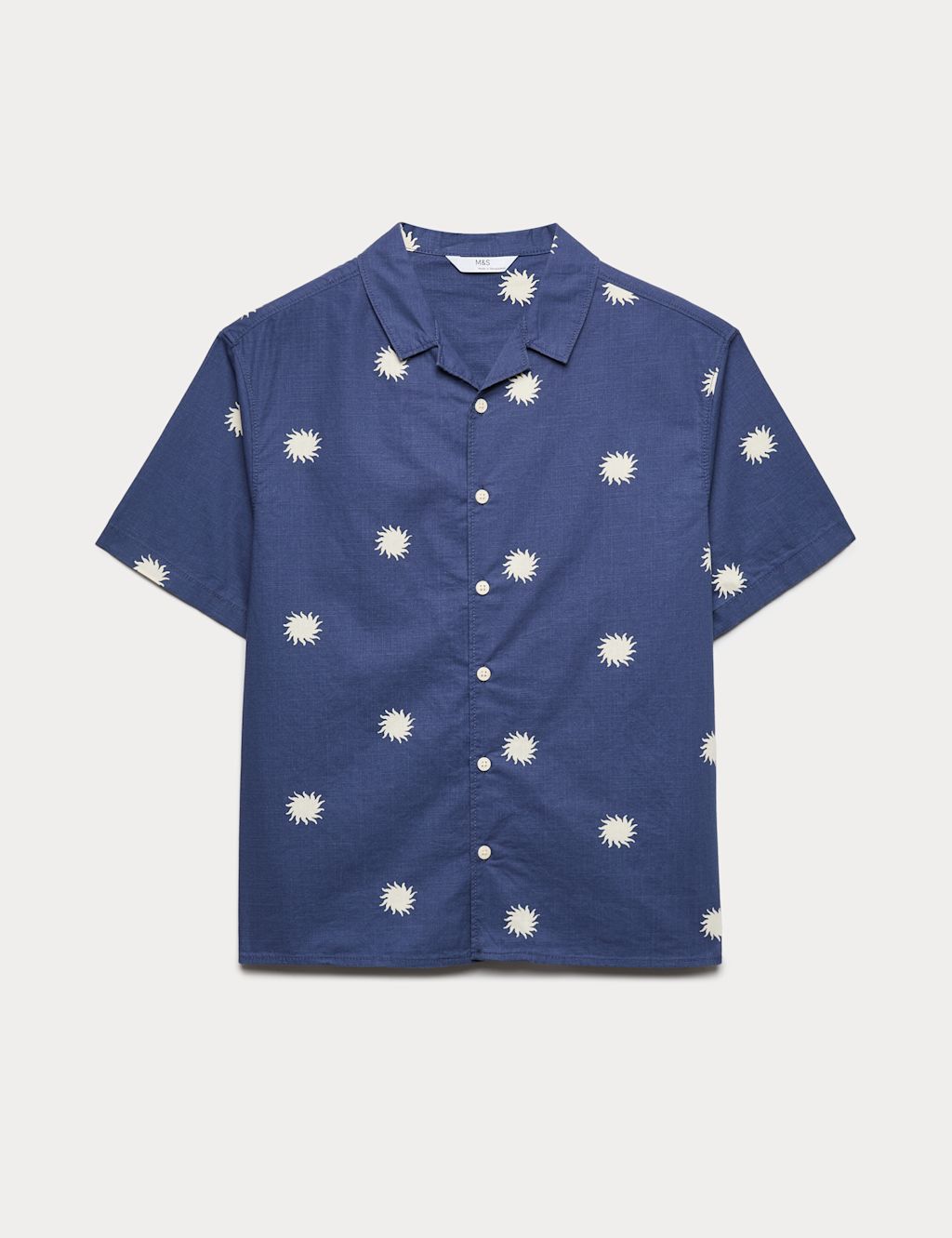 M&S Pure Cotton Sun Print Shirt (6-16 Yrs) - 6-7 Years - Blue, Blue