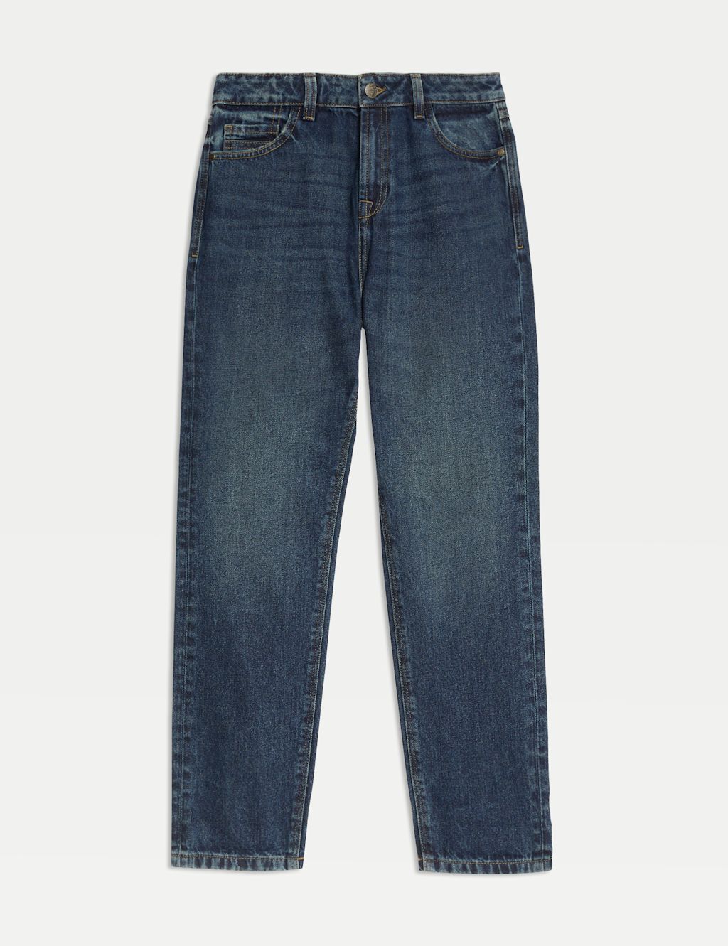M&S Pure Cotton Relaxed Fit Jeans (6-16 Yrs) - 13-14 - Dark Denim, Dark Denim