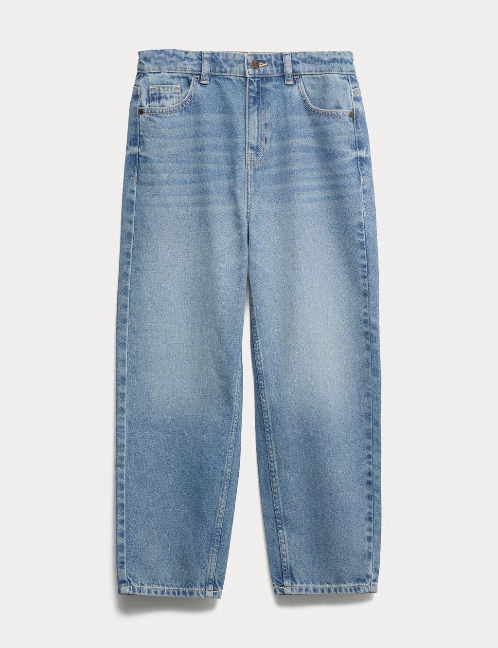 M&S Pure Cotton Barrel Leg Jeans (6-16 Yrs) - 10-11 - Mid Blue, Mid Blue