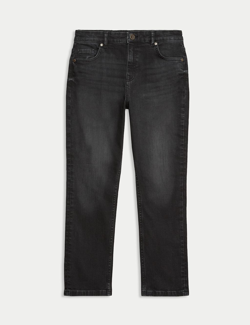 M&S Cotton Rich Straight Jeans (6-16 Yrs) - 10-11 - Black, Black