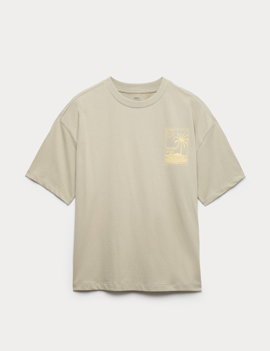 M&S Pure Cotton Graphic T-Shirt (6-16 Yrs) - 15-16 Years - Light Khaki, Light Khaki
