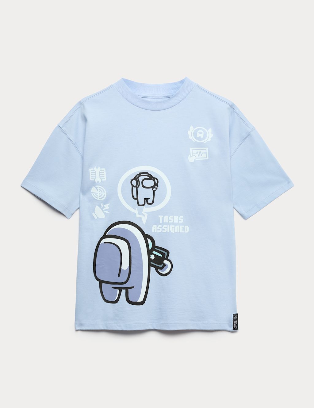 M&S Pure Cotton Among Us&trade; Graphic T-Shirt - 10-11 Years - Light Blue, Light Blue
