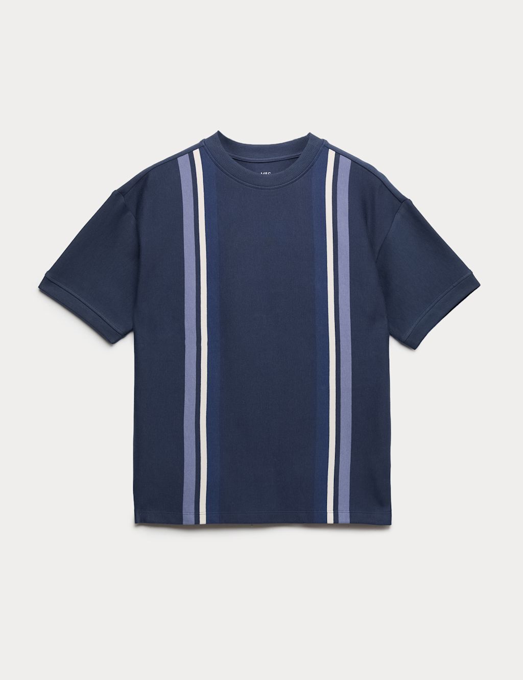 M&S Pure Cotton Striped T-Shirt (6-16 Yrs) - 10-11 Years - Navy Mix, Navy Mix