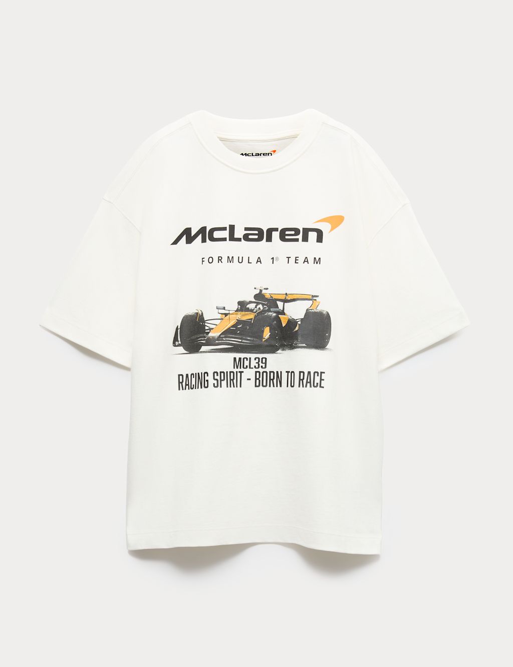 M&S Pure Cotton McLaren&trade; Graphic T-Shirt (6-16 Yrs) - 10-11 Years - White, White