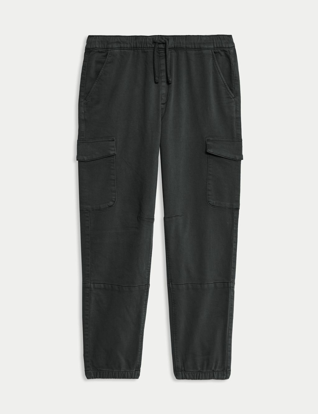 M&S Cotton Rich Cargo Trousers - 10-11 - Carbon, Carbon