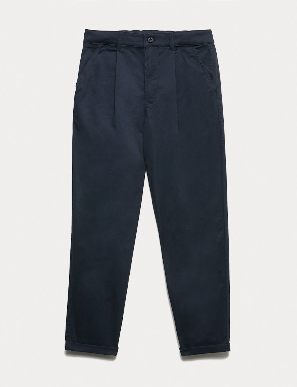 M&S Cotton Rich Pleated Chinos (6-16 Yrs) - 13-14 - Navy, Navy