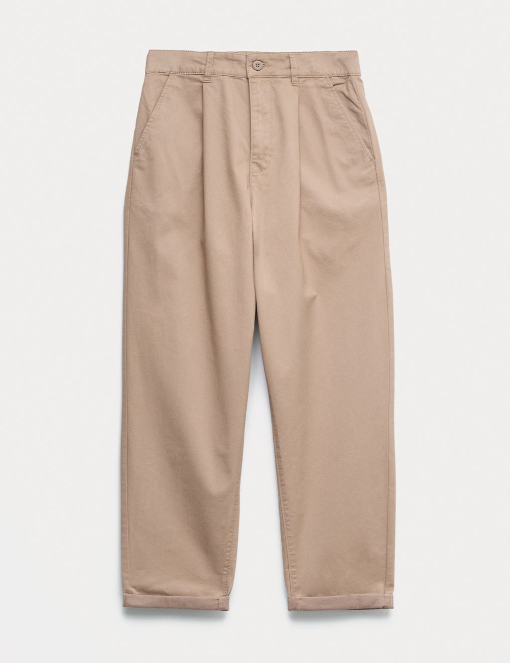 M&S Cotton Rich Pleated Chinos (6-16 Yrs) - 10-11 Years - Stone, Stone
