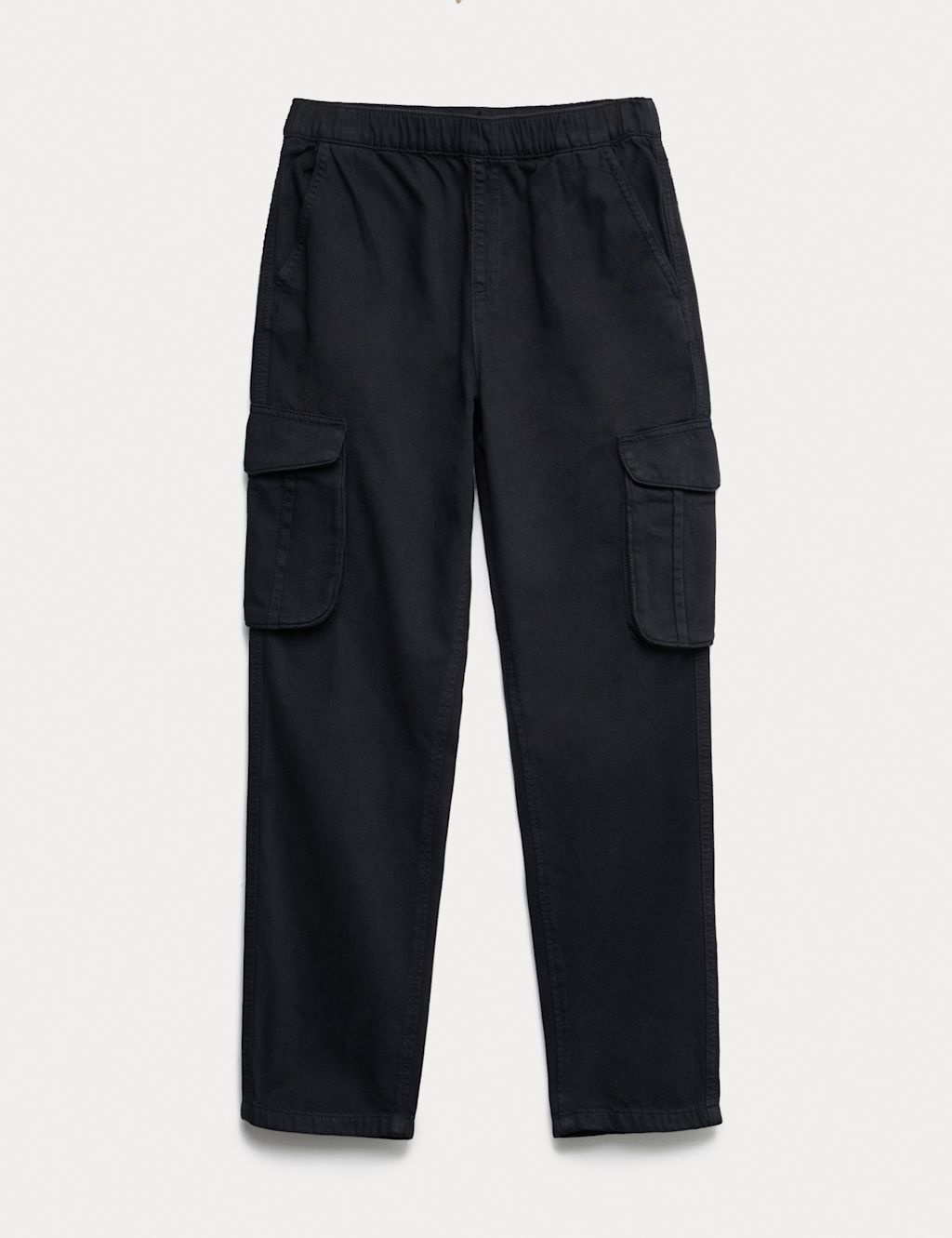M&S Pure Cotton Woven Cargo Trousers (6-16 Yrs) - 14-15 - Black, Black