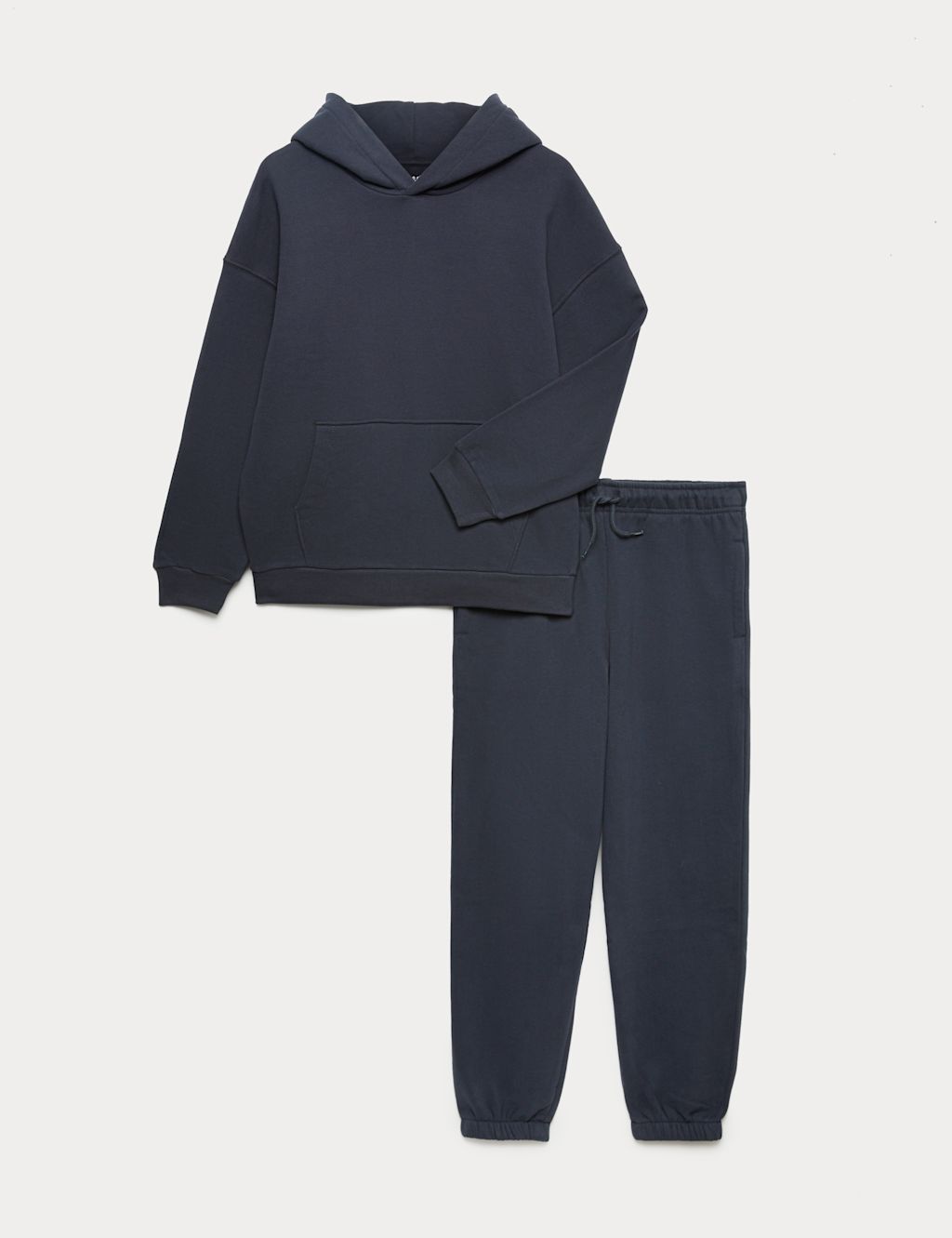 M&S Cotton Rich Hoodie & Joggers Set (6-16 Yrs) - 10-11 Years - Navy, Navy