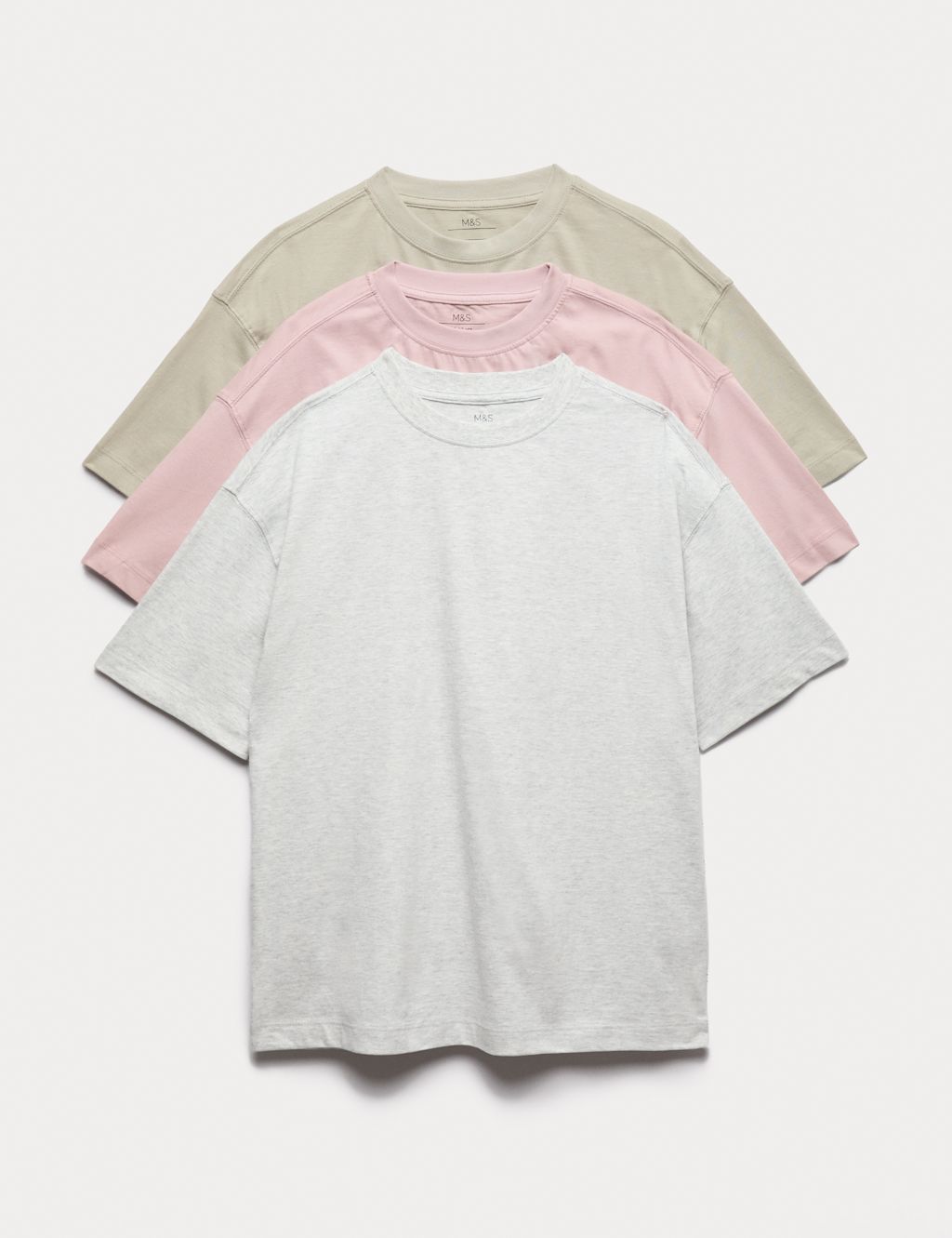 M&S 3 Pack Pure Cotton T-Shirts (6-16 Yrs) - 10-11 Years - Grey Mix, Grey Mix