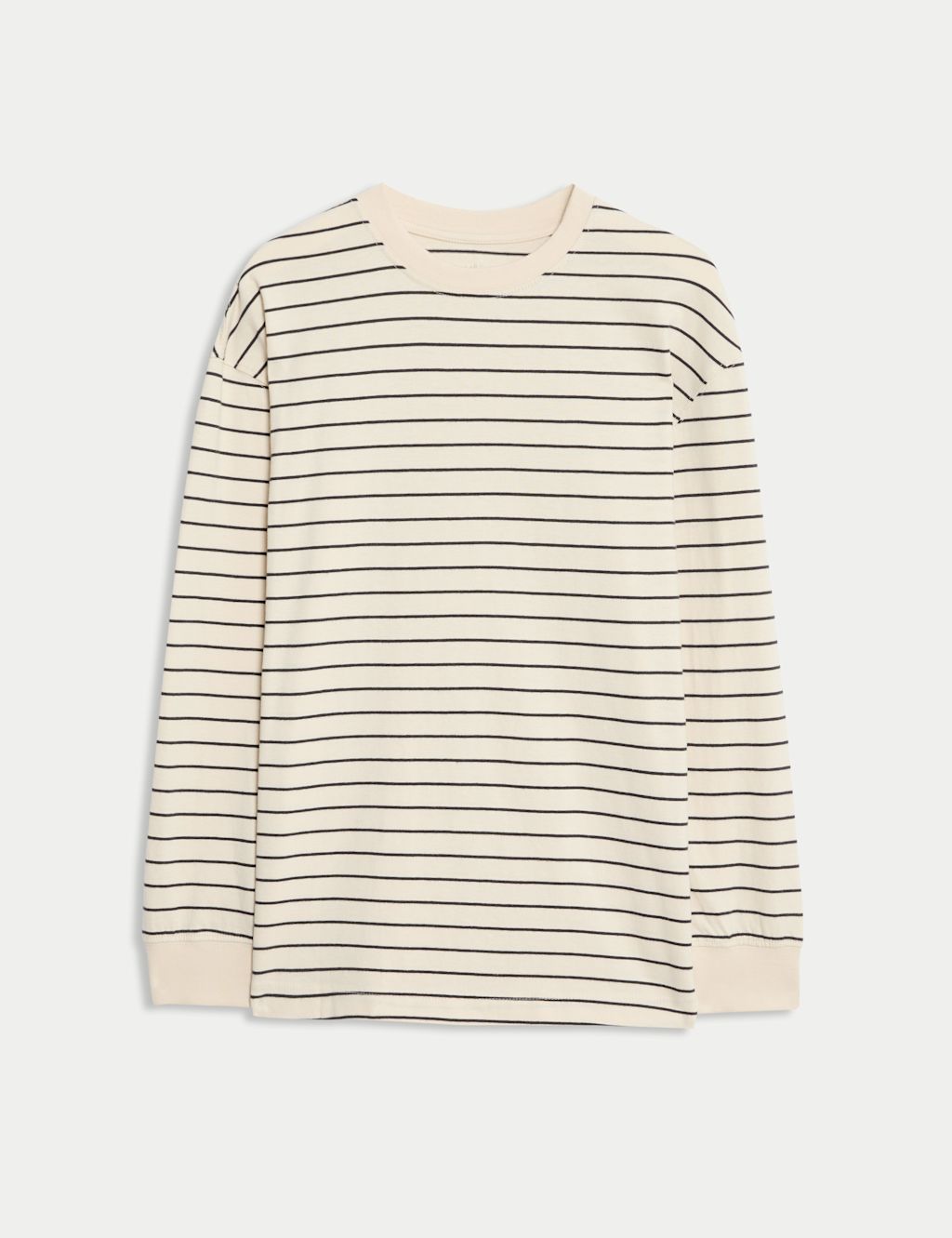 M&S Pure Cotton Striped Top (6-16 Yrs) - 7-8 Y - Ecru Mix, Ecru Mix