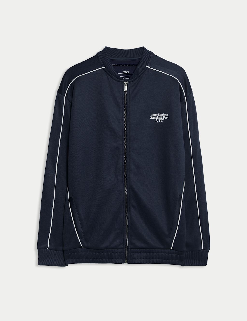 M&S Tricot Slogan Zip Sweatshirt (6-16 Yrs) - 10-11 - Navy, Navy