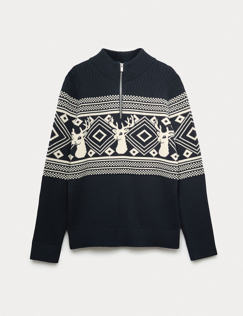 M&S Mini Me Christmas Fair Isle Jumper (6-16 Yrs) - 7-8 Y - Navy, Navy