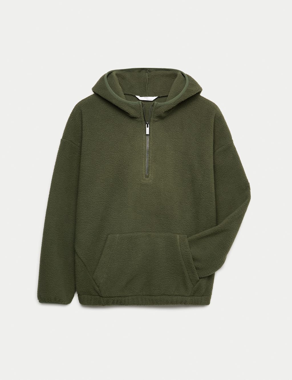 M&S Borg Zip Hoodie (6-16 Yrs) - 10-11 - Green, Green
