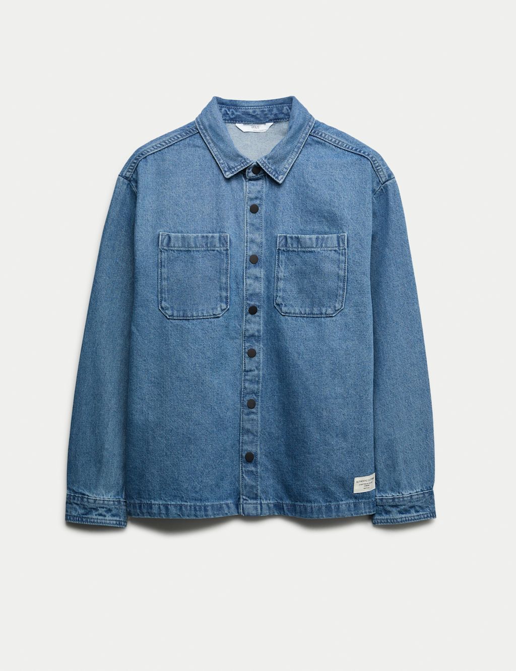 M&S Pure Cotton Shirt (6-16 Yrs) - 8-9 Y - Denim, Denim