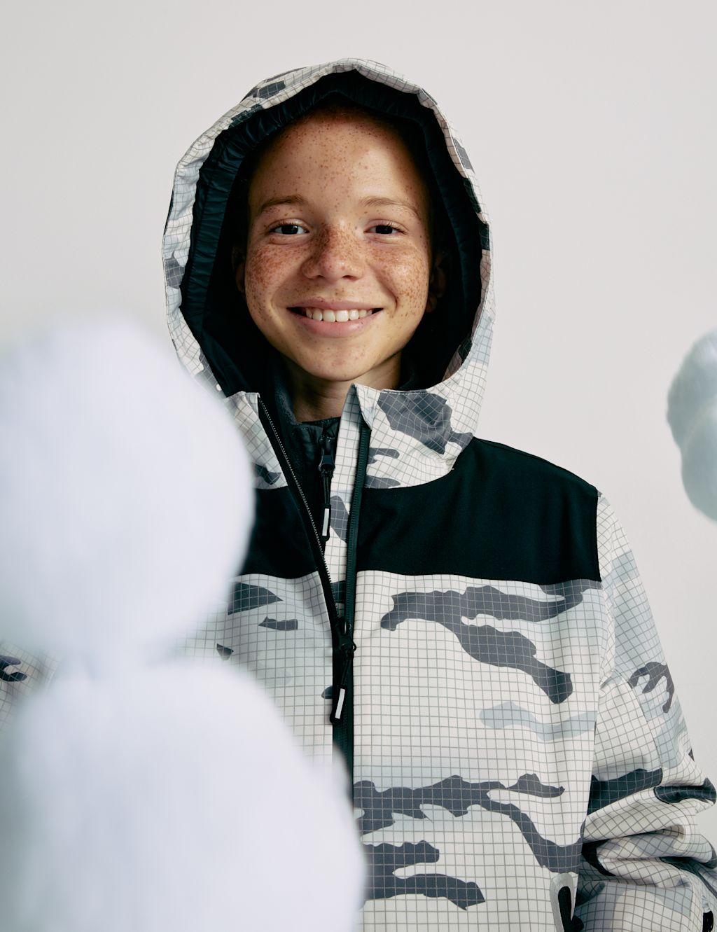 M&S Stormwear&trade; Ultra Camouflage Ski Tech Jacket (2-16 Yrs) - 15-16 - Black Mix, Black Mix