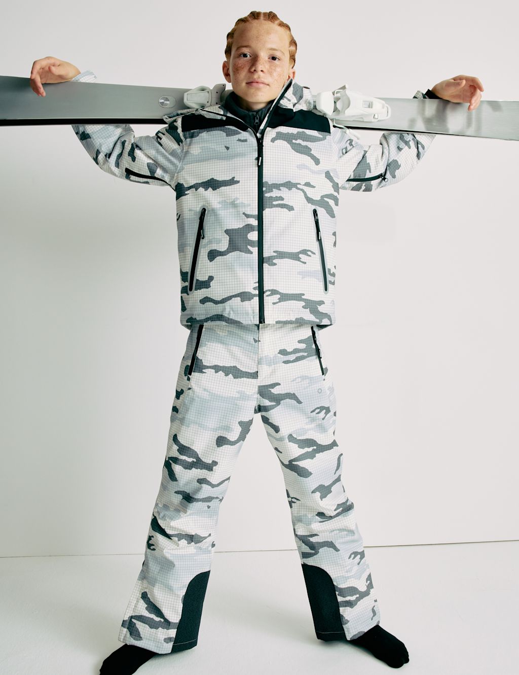 M&S Stormwear™ Ultra Camo Ski Trousers (6-16 Yrs) - 10-11 - Black Mix, Black Mix