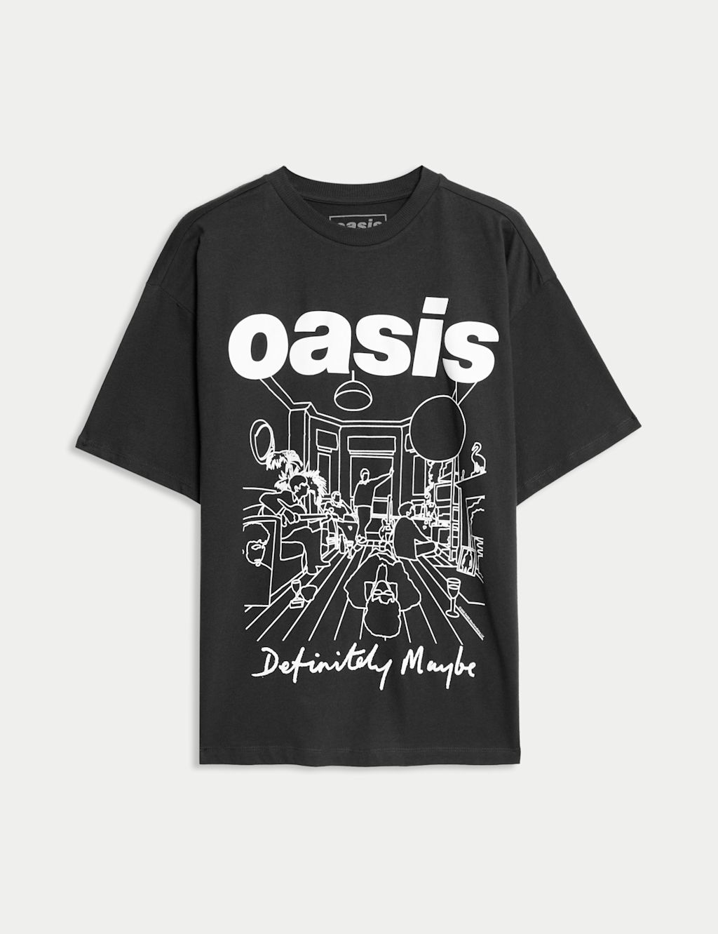 M&S Oasis Graphic T Shirt (6 - 16 Yrs) - 8-9 Y - Black, Black
