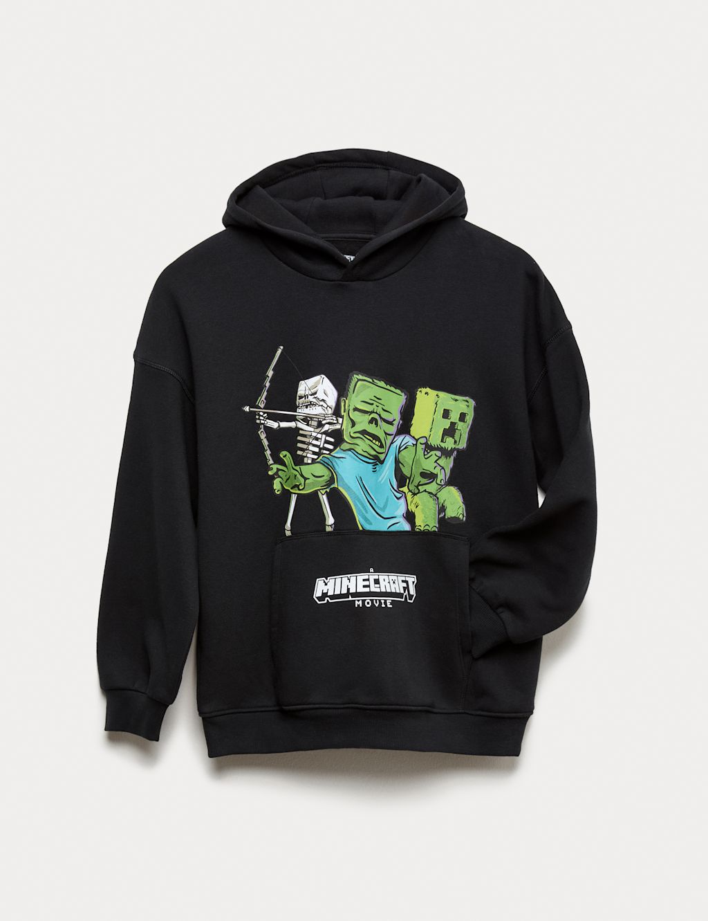 M&S Cotton Rich Minecraft™ Halloween Hoodie (6-16 Yrs) - 10-11 - Black, Black