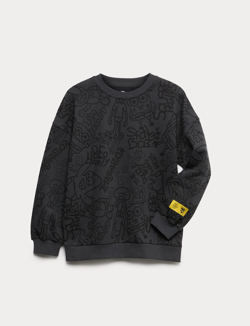 M&S Doodle Boy™ x SpongeBob SquarePants™ Printed Sweatshirt (4-16 Yrs) - 14-15 - Black, Black