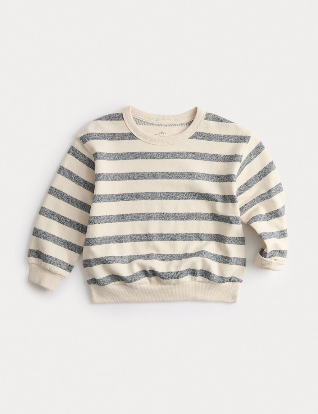 M&S Pure Cotton Striped Sweatshirt (2-8yrs) - 3-4 Years - Dark Graphite, Dark Graphite