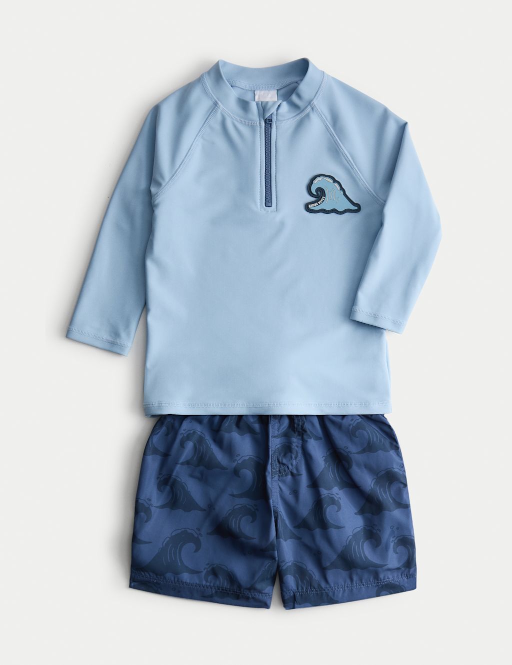 M&S 2pc Patterned Swim Set (2-8 Yrs) - 2-3 Years - Blue, Blue