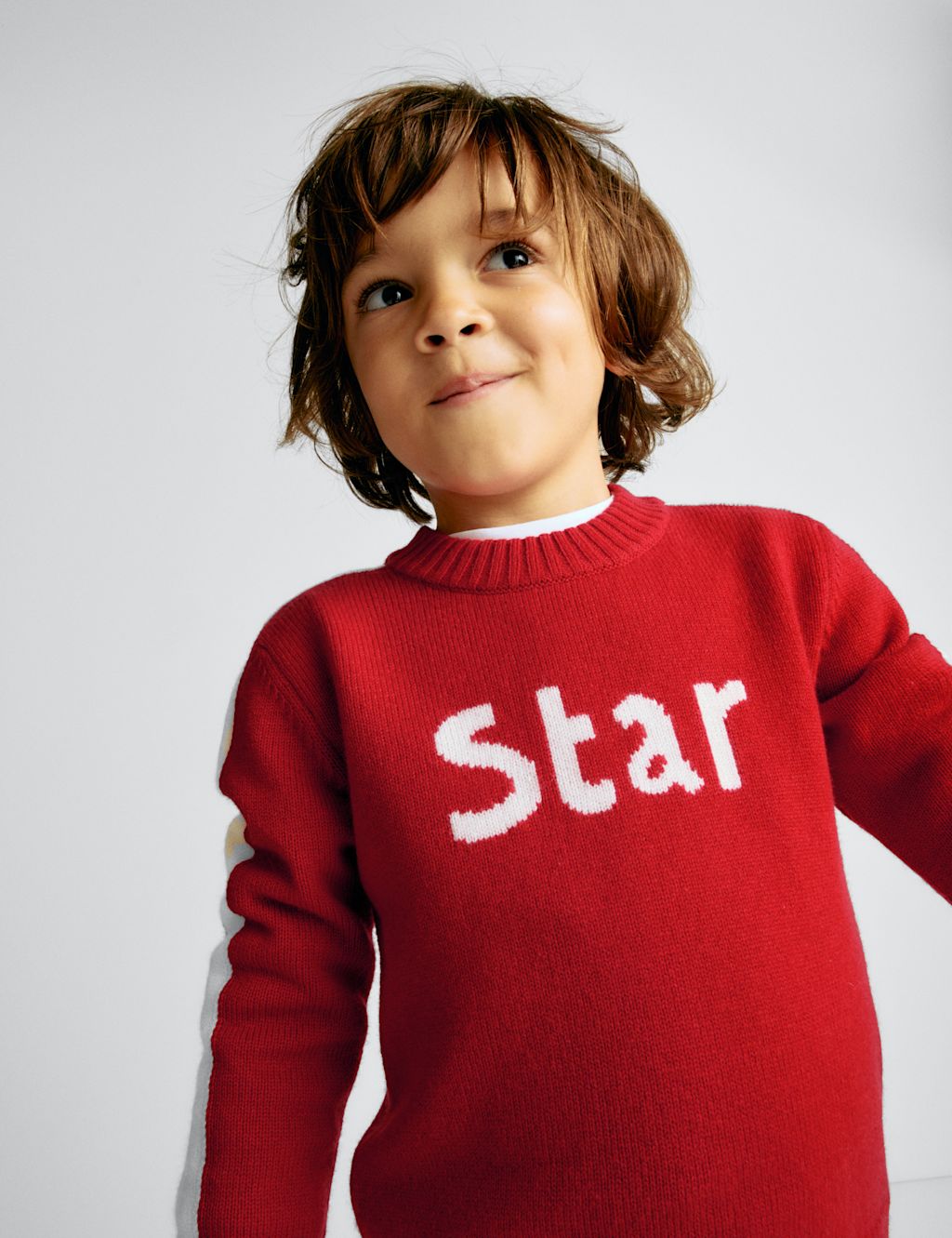 M&S x Bella Freud Merino Wool Rich 'Star' Jumper (2-10 Yrs) - 2-3 Y - Red Mix, Red Mix