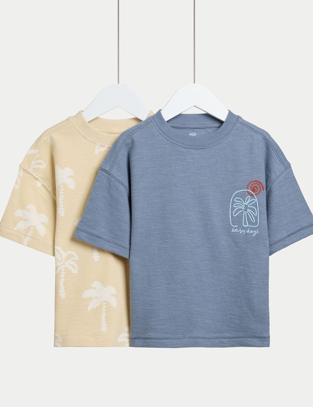 M&S 2 Pack Pure Cotton Embroidered T-Shirts (2-8 Yrs) - 2-3 Y - Multi, Multi