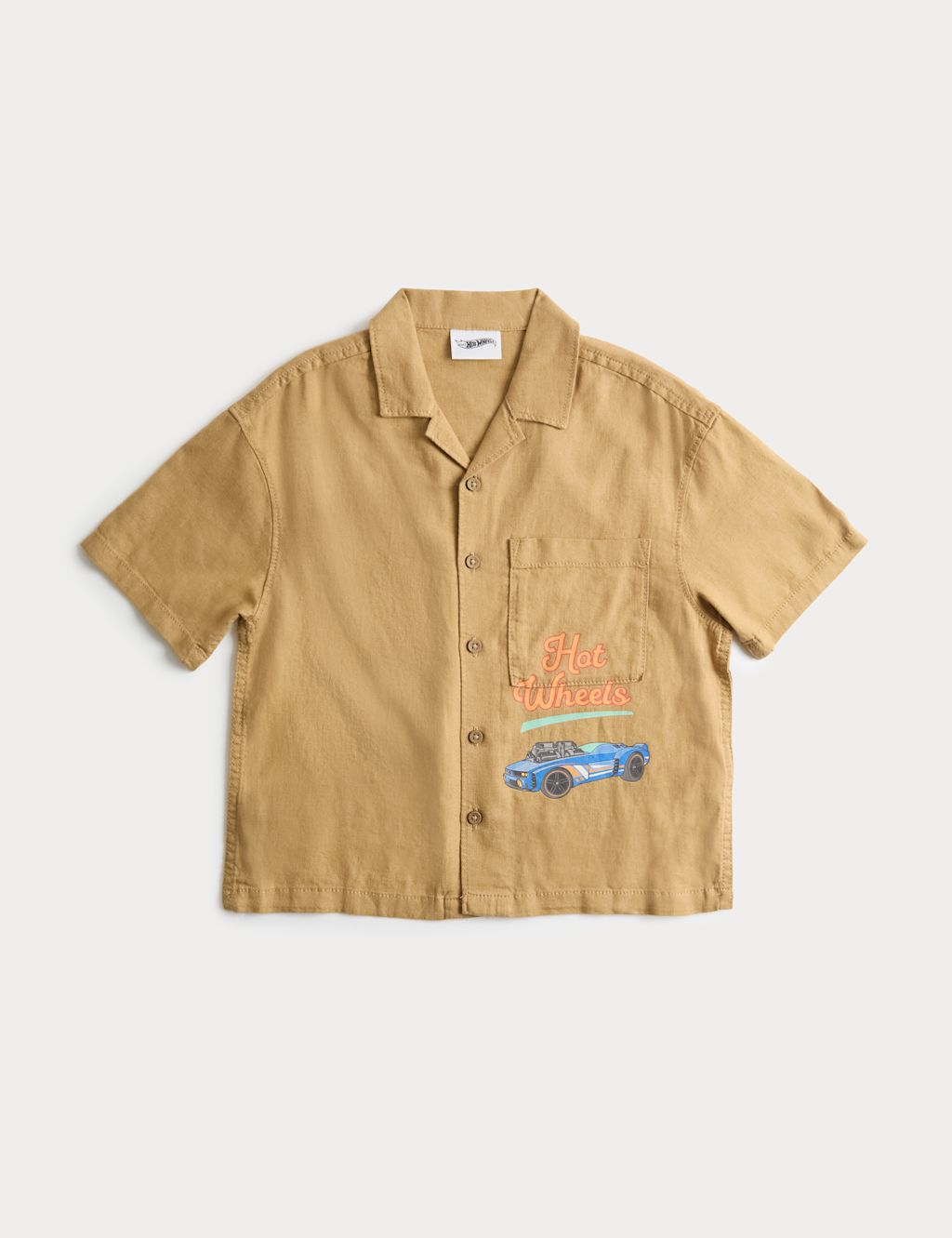 M&S Linen Rich Hot Wheels&trade; Graphic Shirt (2-8 Yrs) - 2-3 Years - Camel, Camel