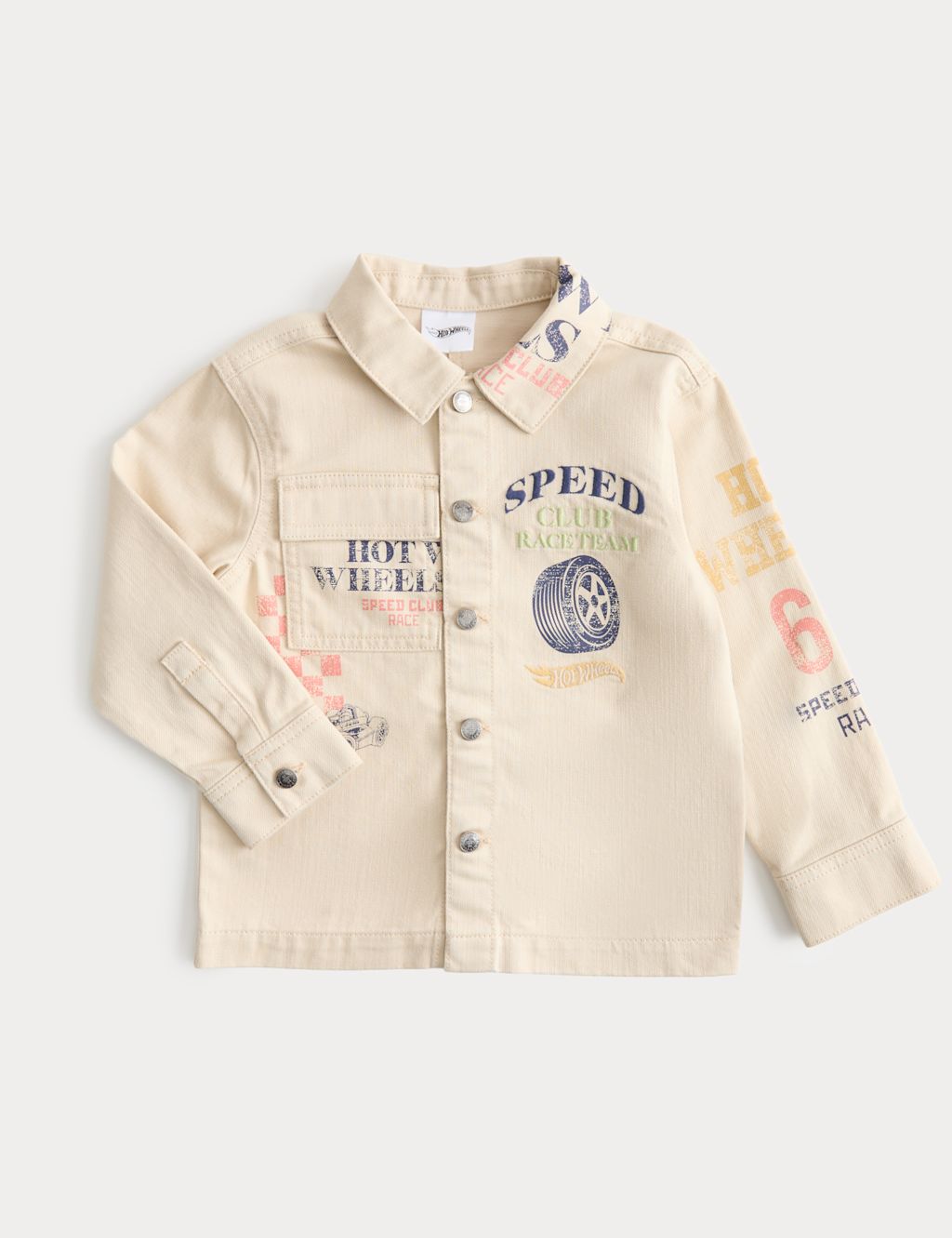 M&S Cotton Rich Hot Wheels&trade; Shacket (2-8 Yrs) - 2-3 Years - Cream, Cream