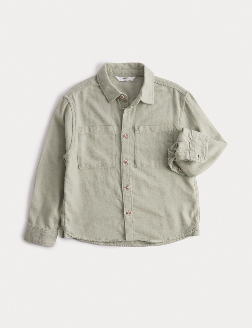 M&S Pure Cotton Shirt (2-8 Yrs) - 4-5 Y - Green, Green