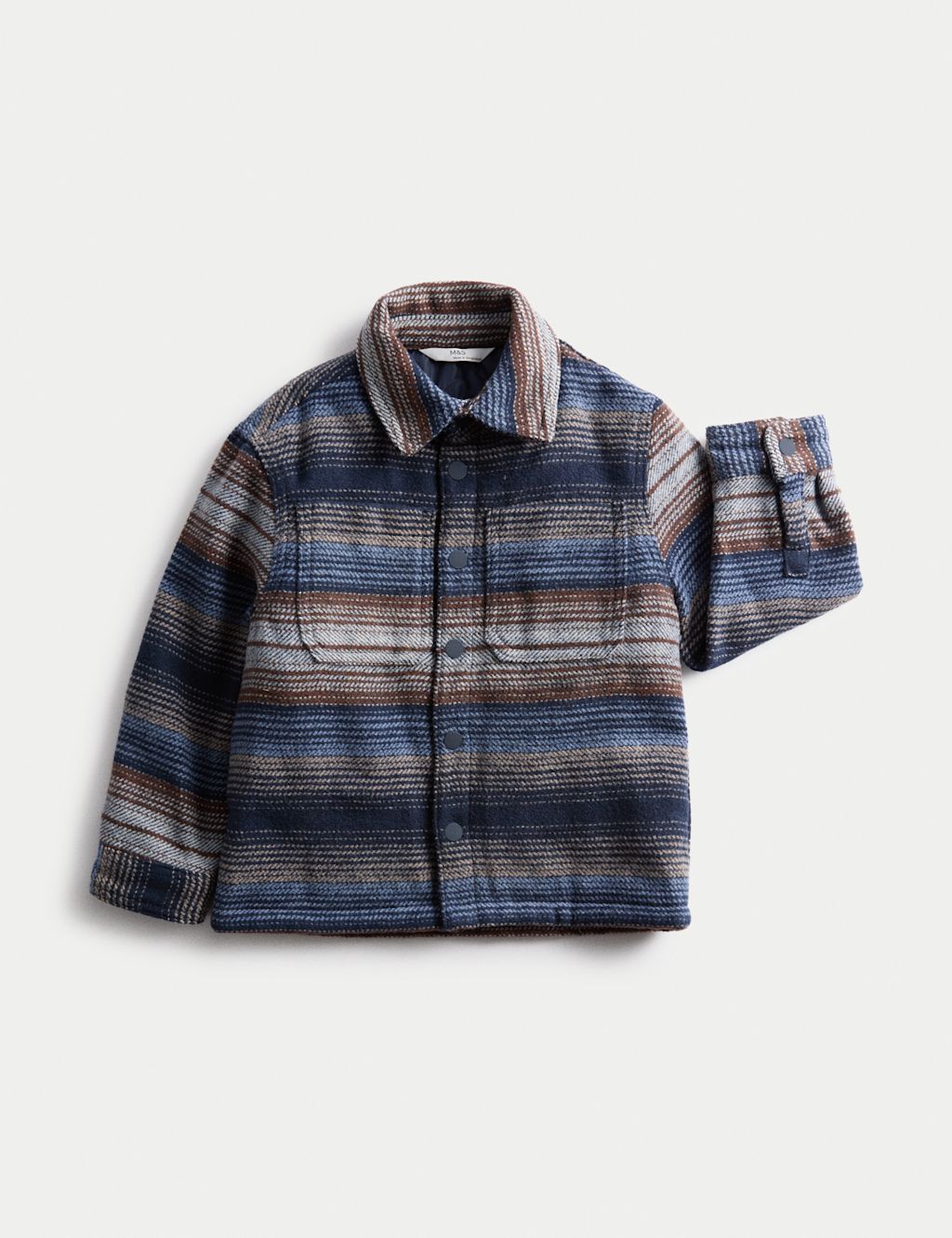 M&S Striped Overshirt (2-8 Yrs) - 2-3 Y - Blue Mix, Blue Mix