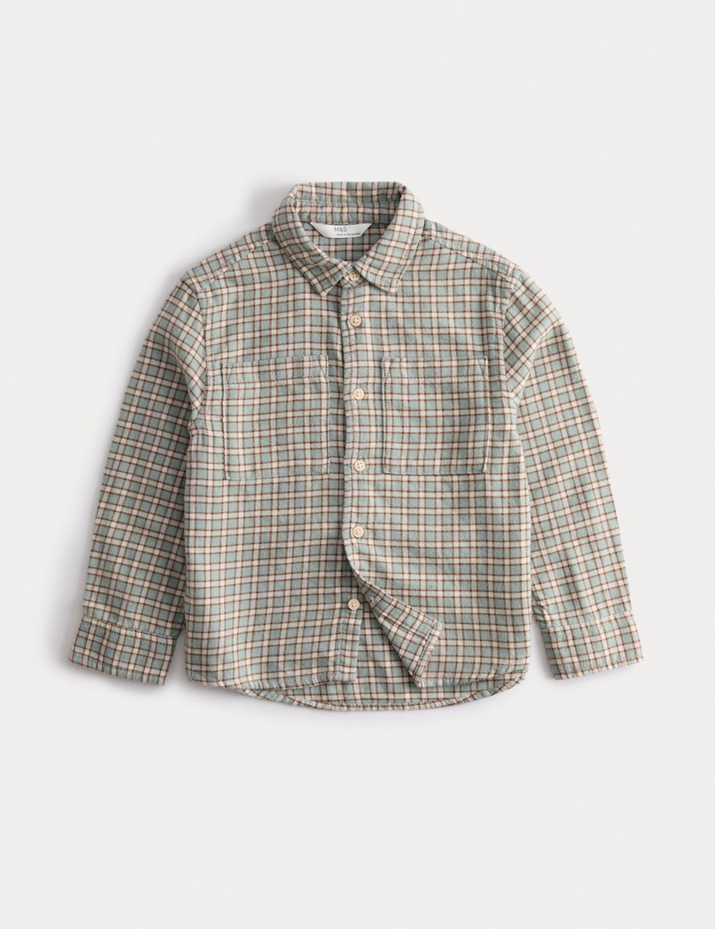 M&S Pure Cotton Checked Shirt (2-8 Yrs) - 2-3 Y - Green Mix, Green Mix
