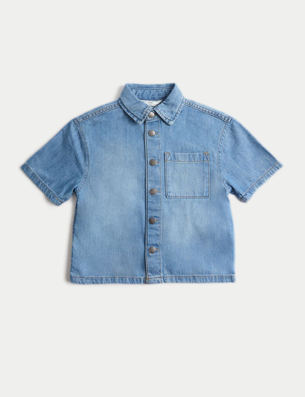 M&S Pure Cotton Denim Shirt (2-8 Yrs) - 2-3 Years, Denim