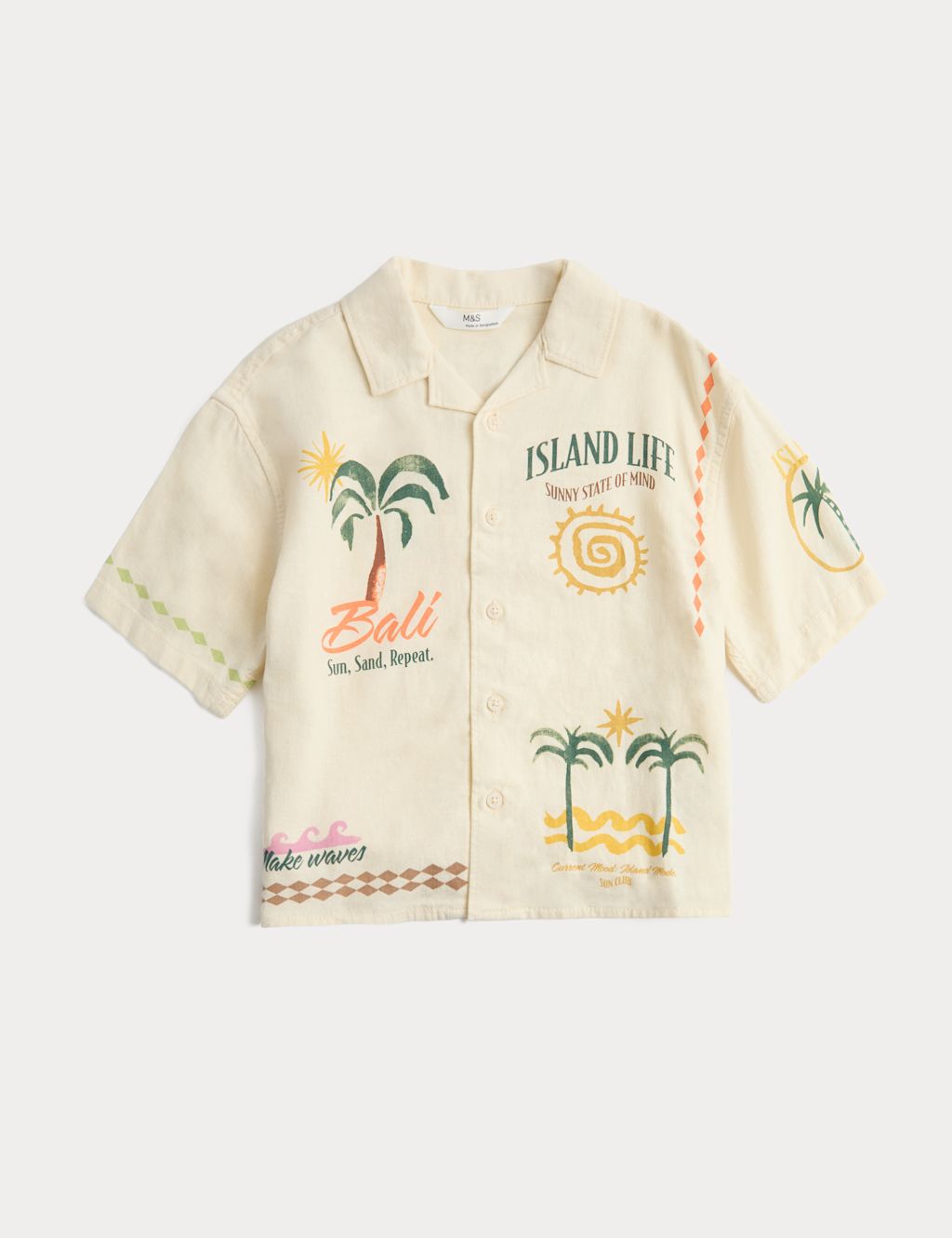 M&S Linen Blend Print Shirt (2-8 Yrs) - 2-3 Years - Multi, Multi