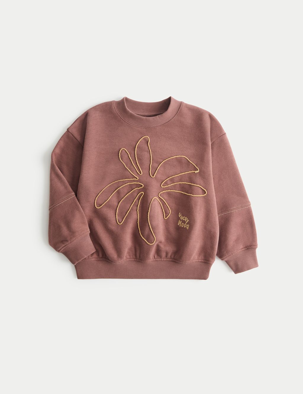 M&S Cotton Rich Embroidered Sweatshirt (2-8 Yrs) - 2-3 Years - Mocha, Mocha