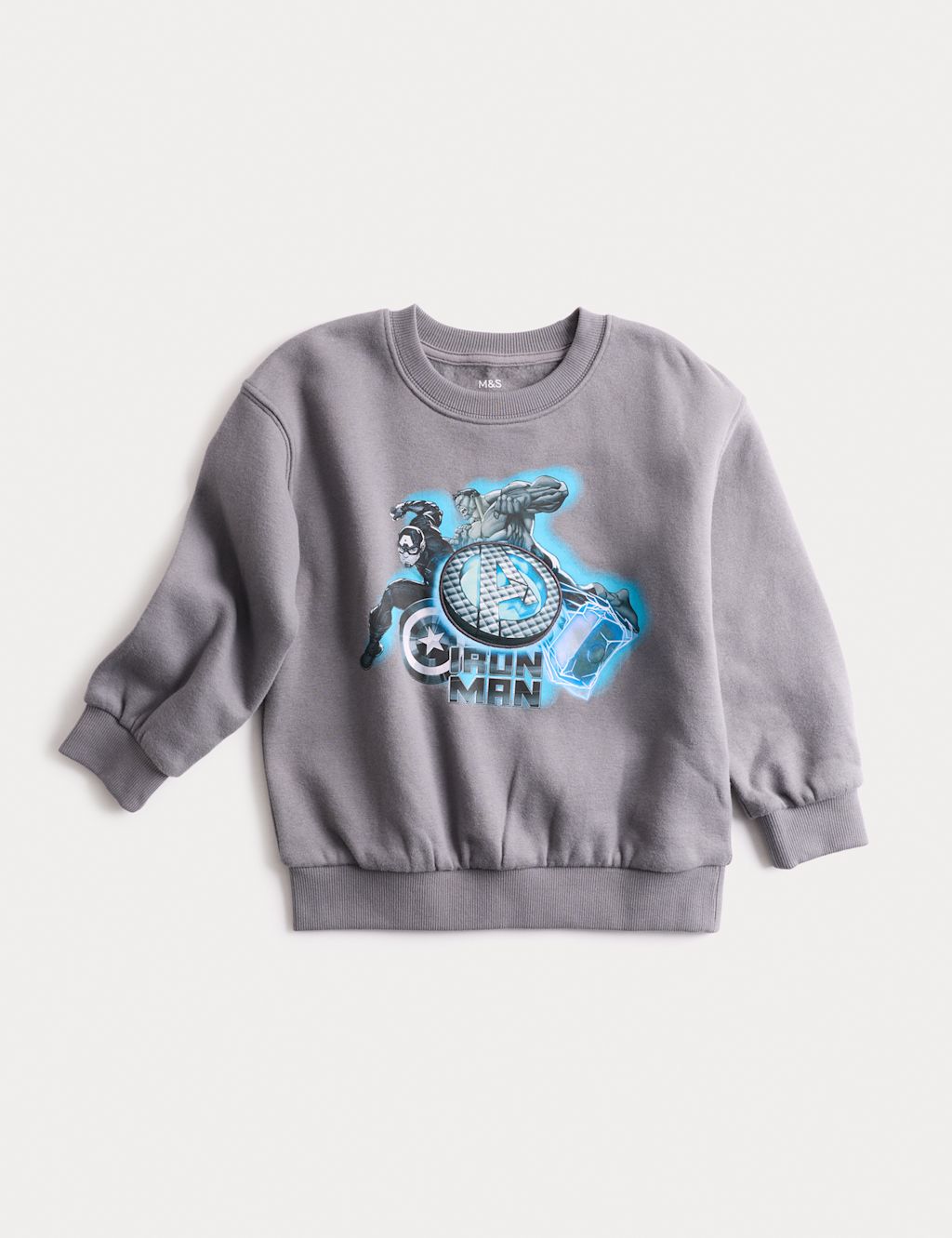 M&S Cotton Rich Avengers™ Sweatshirt (2-8 Yrs) - 2-3 Y - Grey, Grey
