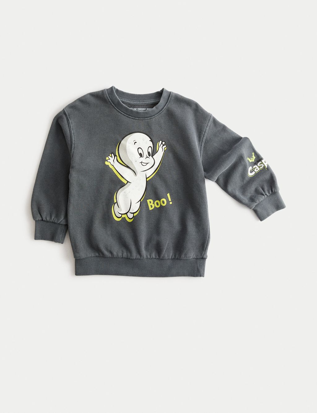 M&S Cotton Rich Casper Sweatshirt (2-8 Yrs) - 2-3 Y - Grey Mix, Grey Mix