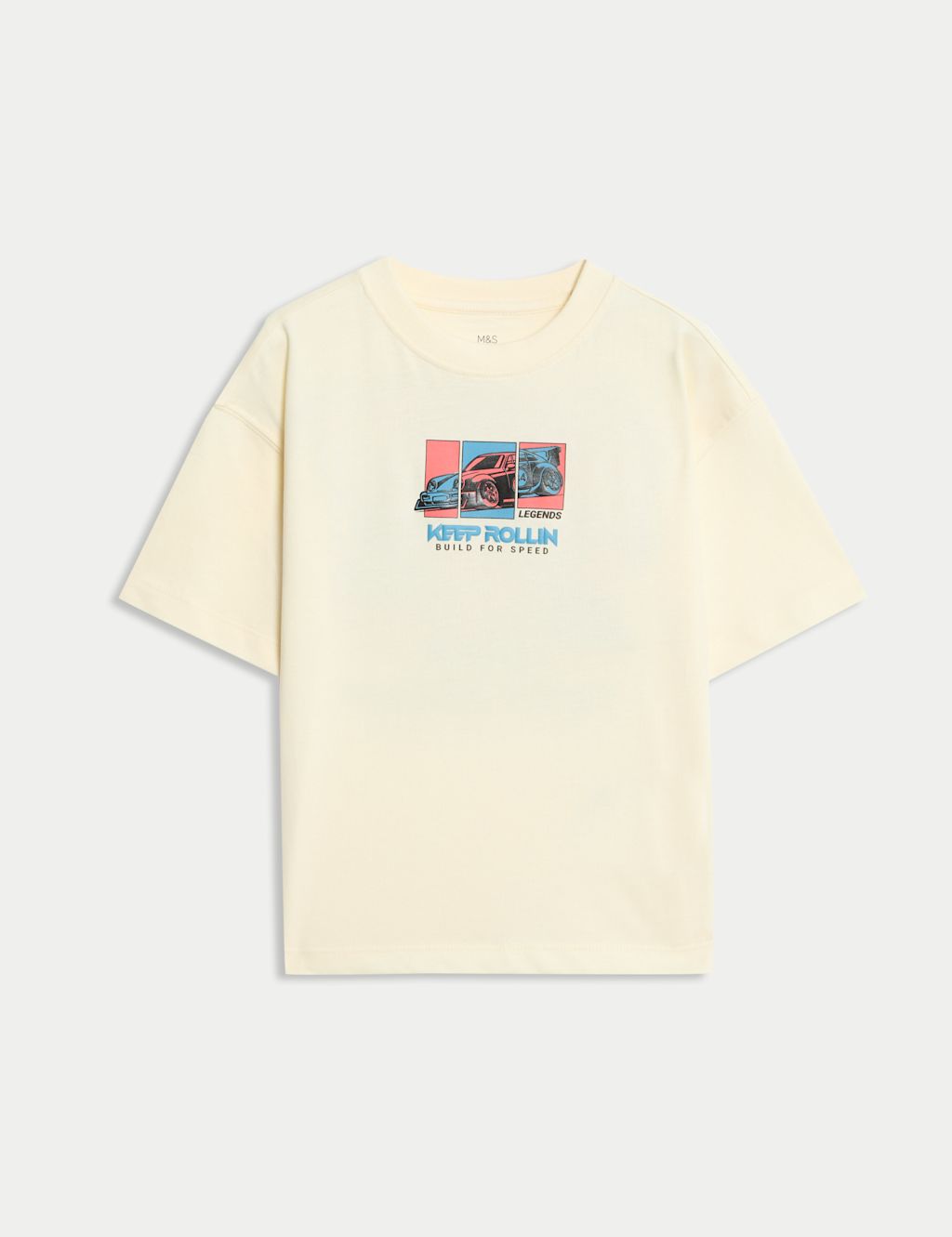 M&S Pure Cotton T-Shirt (2-8 Yrs) - 2-3 Y - Ecru Mix, Ecru Mix