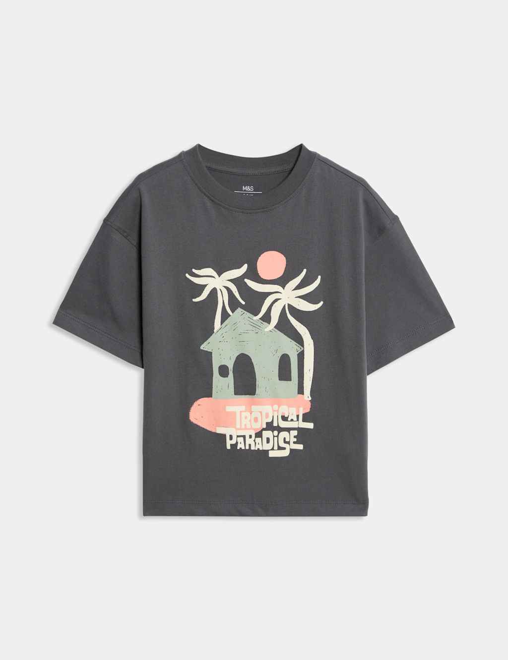 M&S Pure Cotton T-Shirt (2-8 Yrs) - 2-3 Y - Black Mix, Black Mix