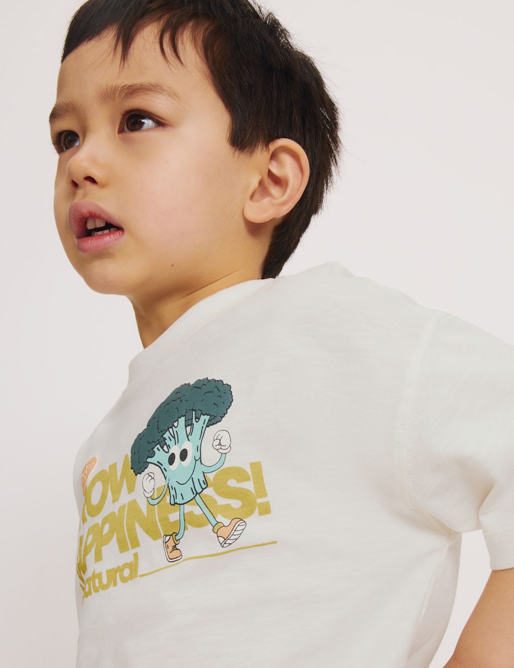M&S Pure Cotton Vegetable Graphic T-Shirt (2-8 Yrs) - 7-8 Years - Cream Mix, Cream Mix