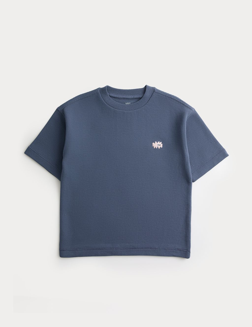 M&S Pure Cotton Ribbed T-Shirt (2-8 Yrs) - 2-3 Years - Navy, Navy