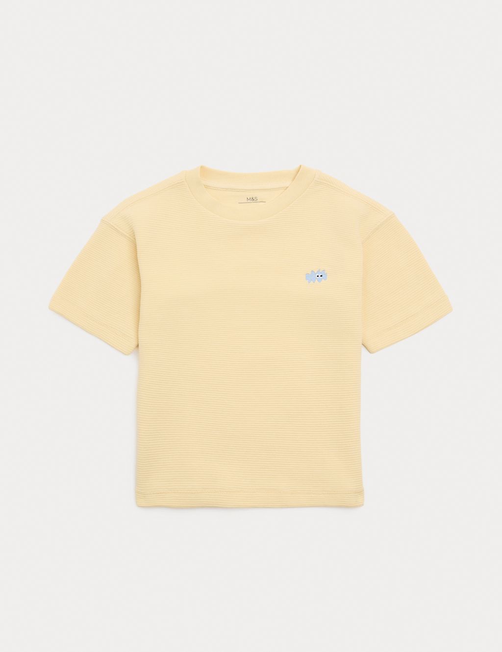 M&S Pure Cotton Ribbed T-Shirt (2-8 Yrs) - 2-3 Years - Yellow, Yellow