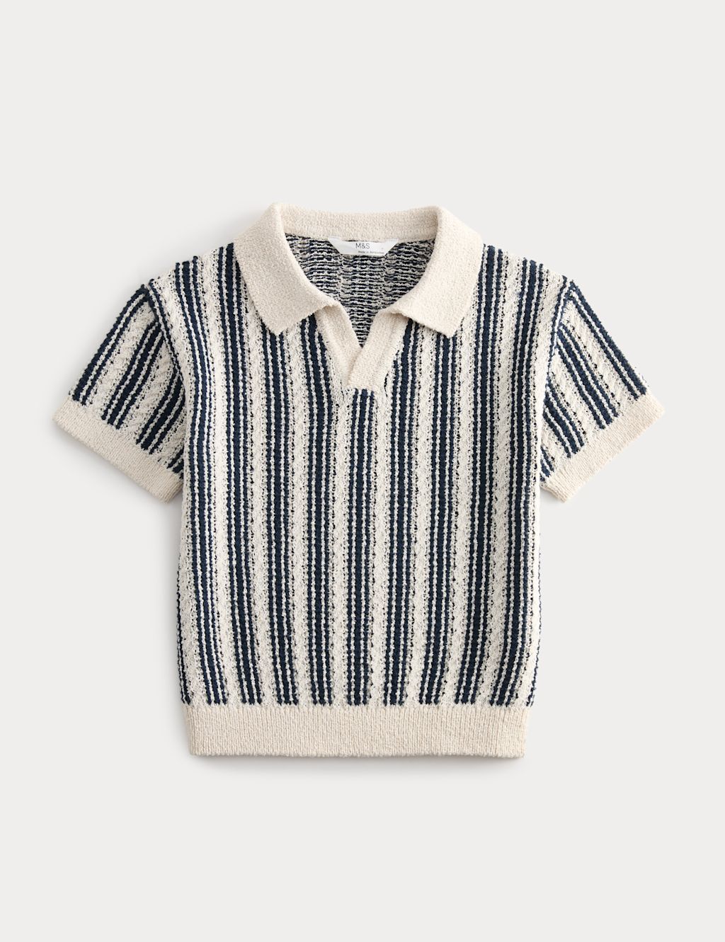 M&S Cotton Rich Striped Knitted Top (2-10 Yrs) - 2-3 Years - Navy Mix, Navy Mix