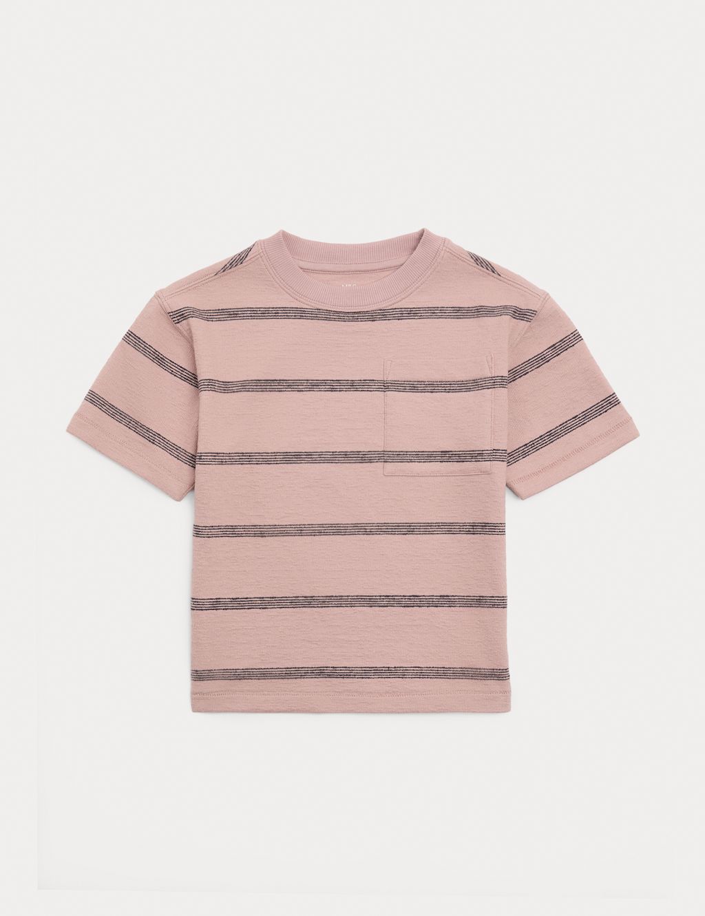 M&S Pure Cotton Striped Textured T-Shirt (2-8 Yrs) - 2-3 Years - Neutral, Neutral