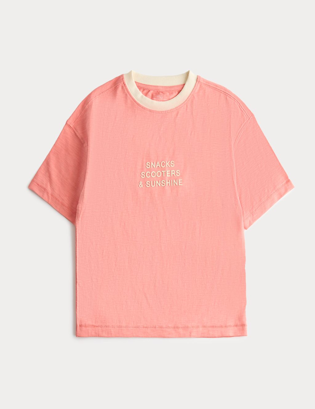 M&S Pure Cotton Snacks Scooters Slogan T-Shirt (2-8 Yrs) - 6-7 Years - Multi, Multi