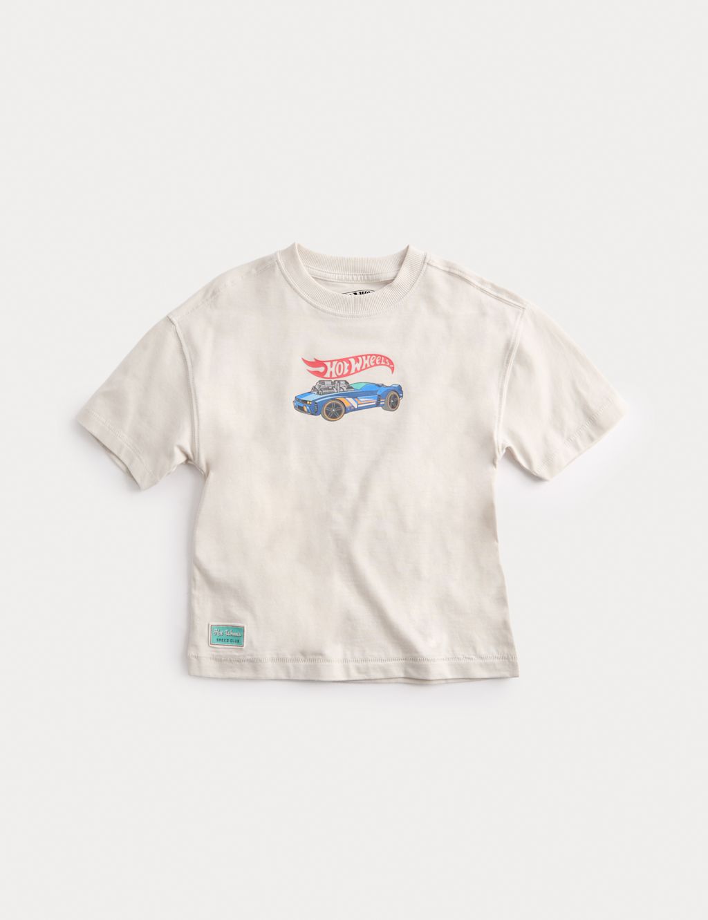 M&S Pure Cotton Hot Wheels T-Shirt (2-8 Yrs) - 3-4 Years - Cream, Cream