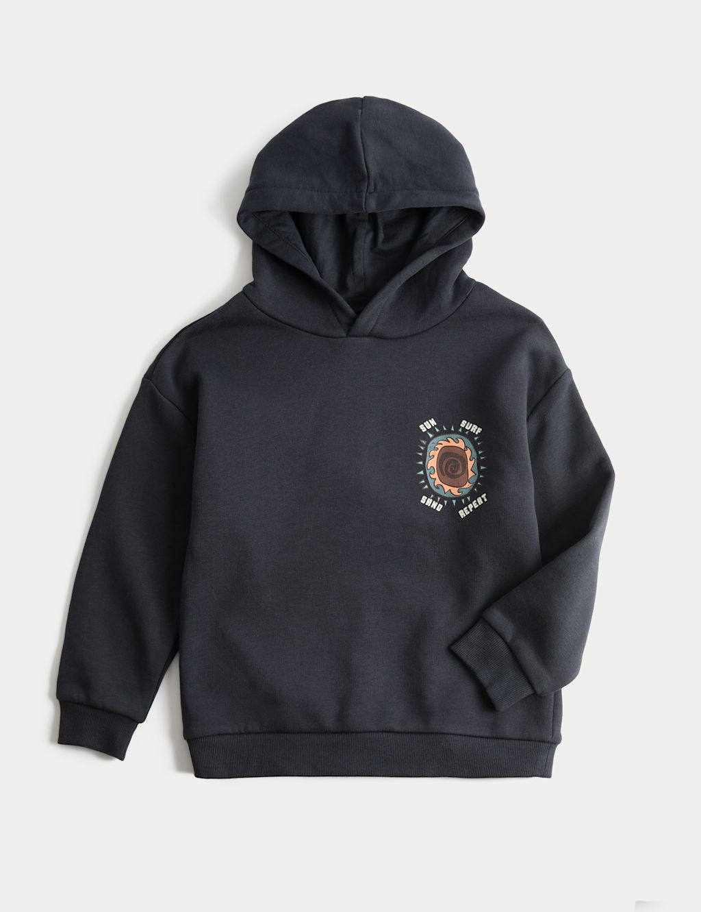 M&S Pure Cotton Sun Graphic Hoodie (3-8 Yrs) - 3-4 Years - Carbon, Carbon