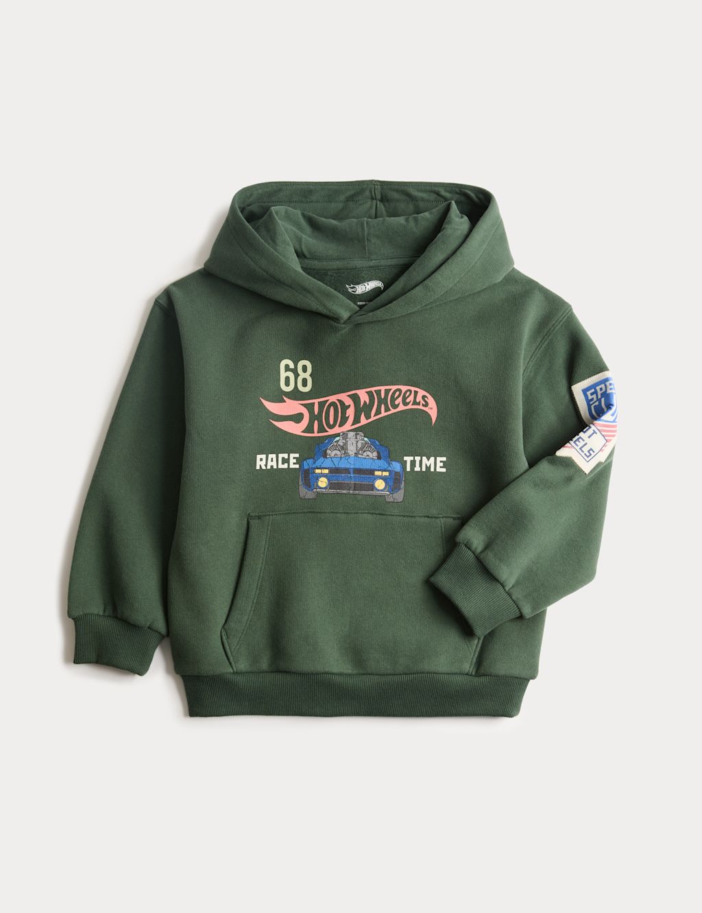 M&S Cotton Rich Hot Wheels&trade; Hoodie (2-8 Yrs) - 2-3 Years - Green, Green